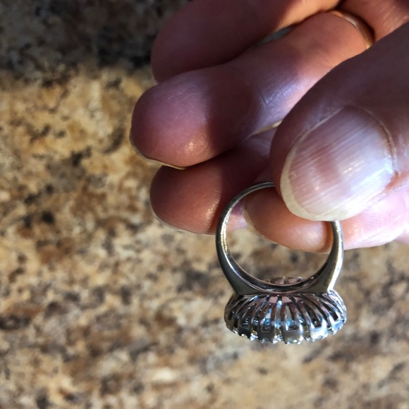 STERLING SILVER SKY BLUE TOPAZ STARBURST RING. - Picture 5 of 9